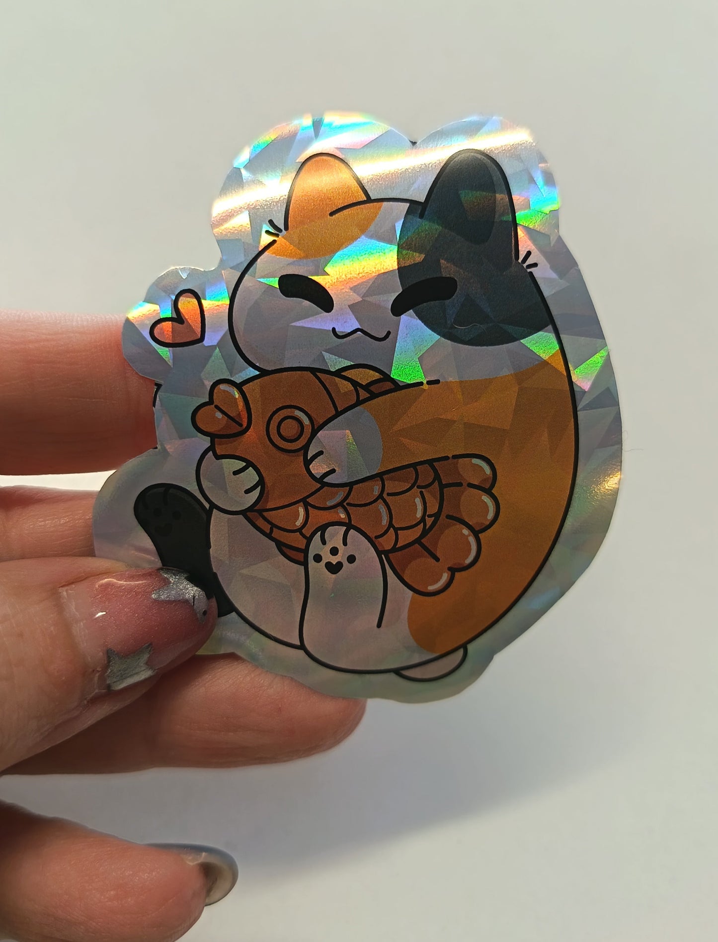 Cat love Taiyaki Sticker kawaii holográfico diamante ✨ | dulzura japonesa handmade