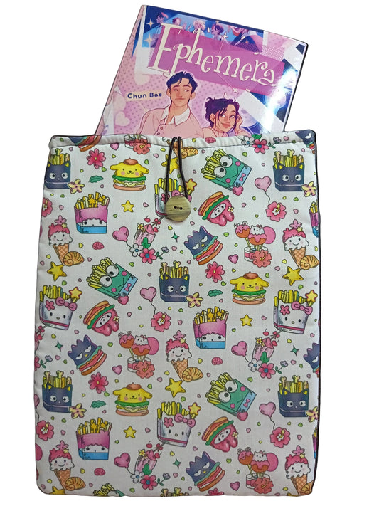 Funda para Libro Handmade Kawaii Food Sanrio | Protector de Libros Acolchado