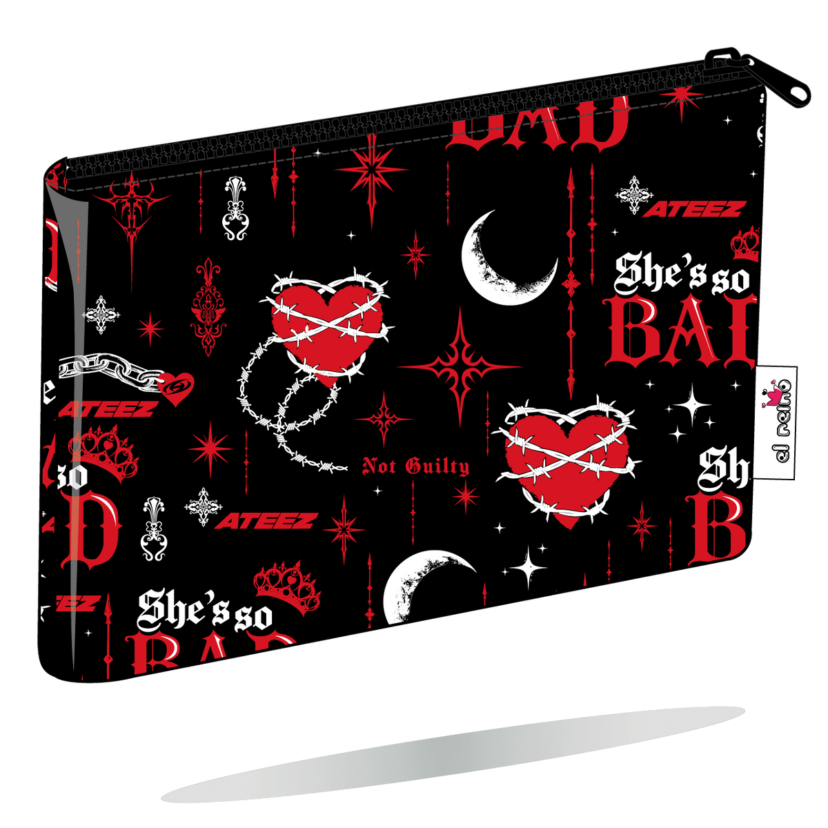 Funda Kobo ATEEZ BAD negra, vista en perspectiva.