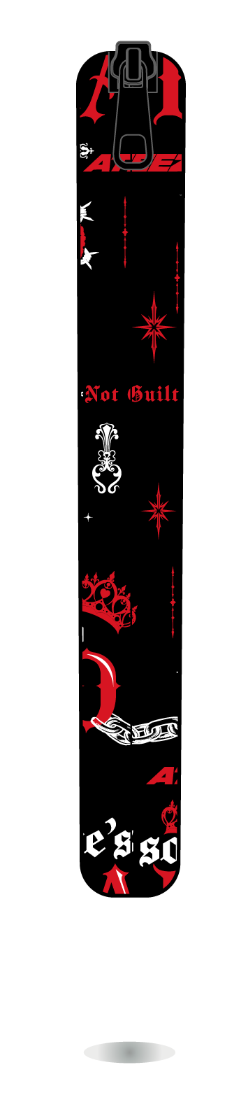 Funda para manga ATEEZ BAD negra, detalle del diseño, con estampado propio y cierre con cremallera.