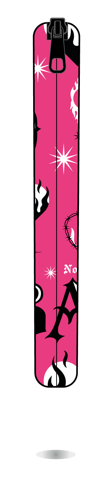 Funda para manga ATEEZ BAD rosa, detalle del diseño, con estampado propio y cierre con cremallera.