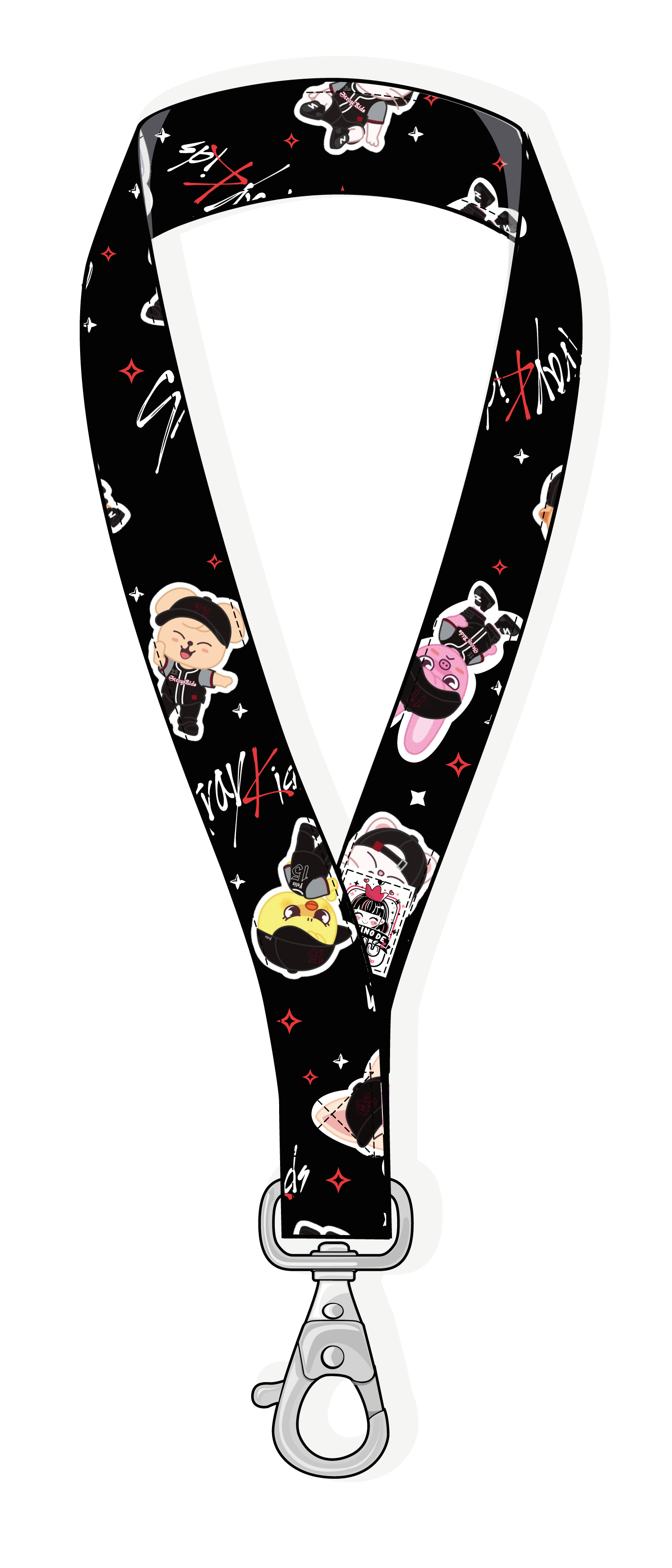 Lanyard Stray Kids STAY fanart fondo negro vista collar