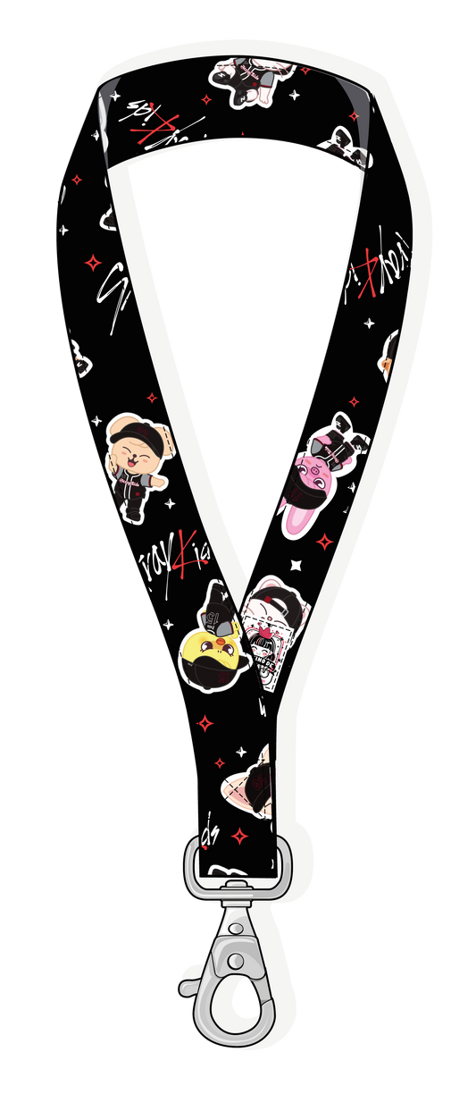 Lanyard Stray Kids STAY fanart fondo negro vista collar