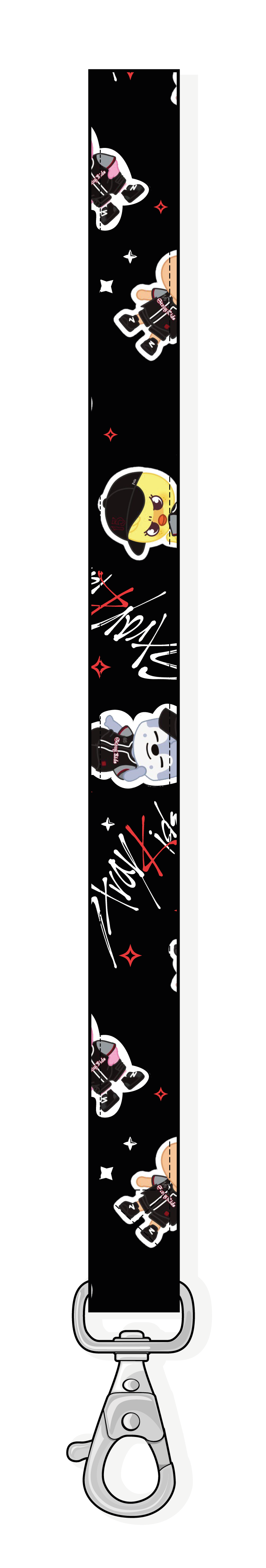 Lanyard Stray Kids STAY fanart fondo negro vista frontal