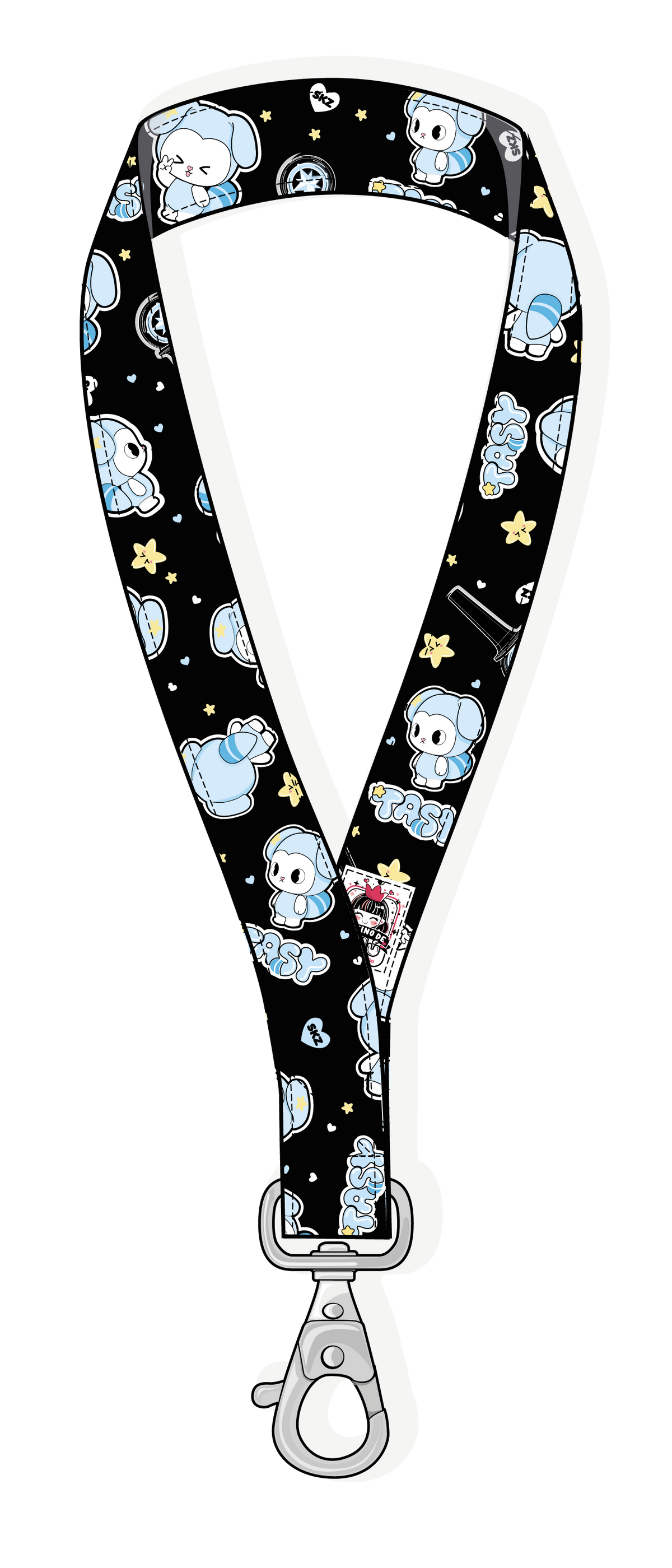 Lanyard Stray Kids STAY Tasy fondo negro vista collar