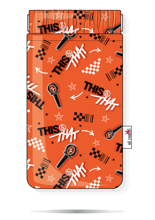 Funda para gafas This and That Stray Kids handmade naranja con cierre de flexible metálico