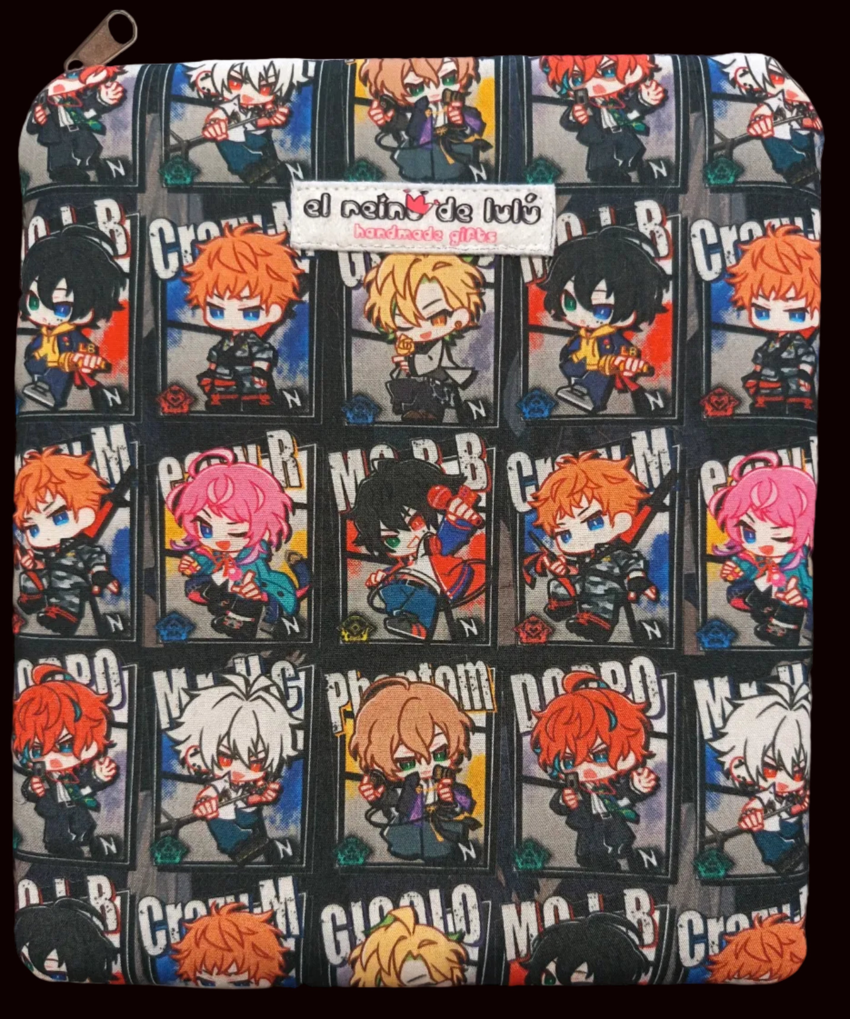 funda libro dark black handmade protector manga acolchado