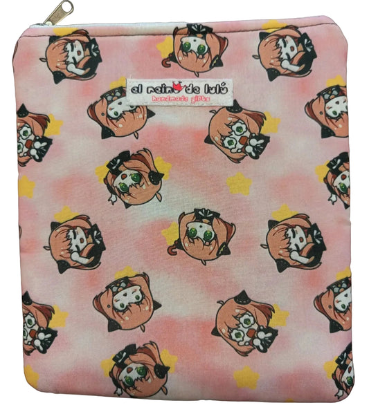 funda libro kawaii rosa handmade protector manga