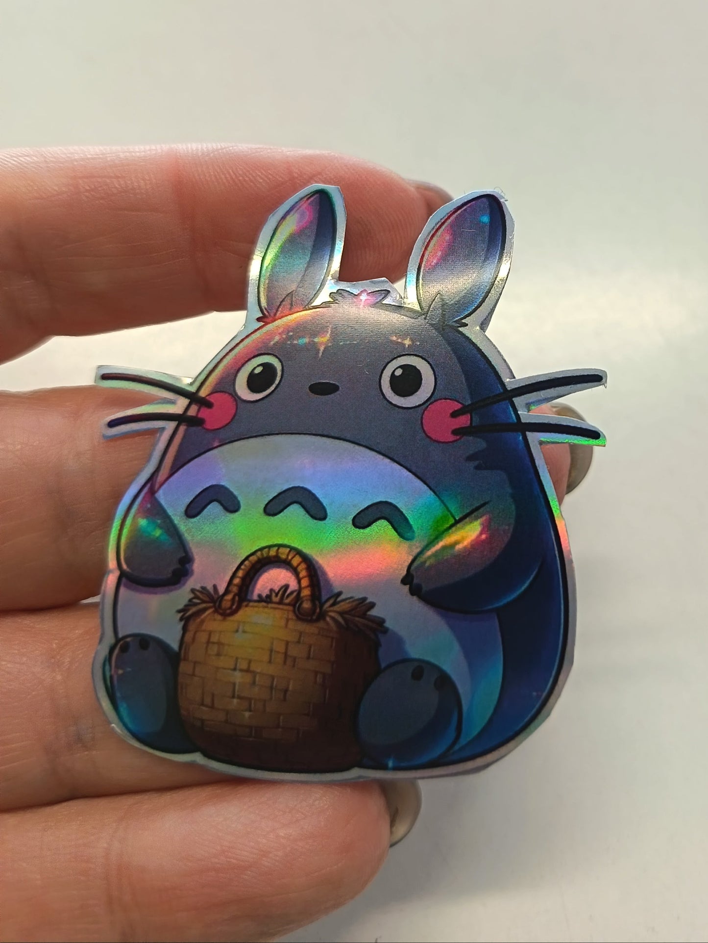 Totoro Sticker anime holográfico tornasolado handmade