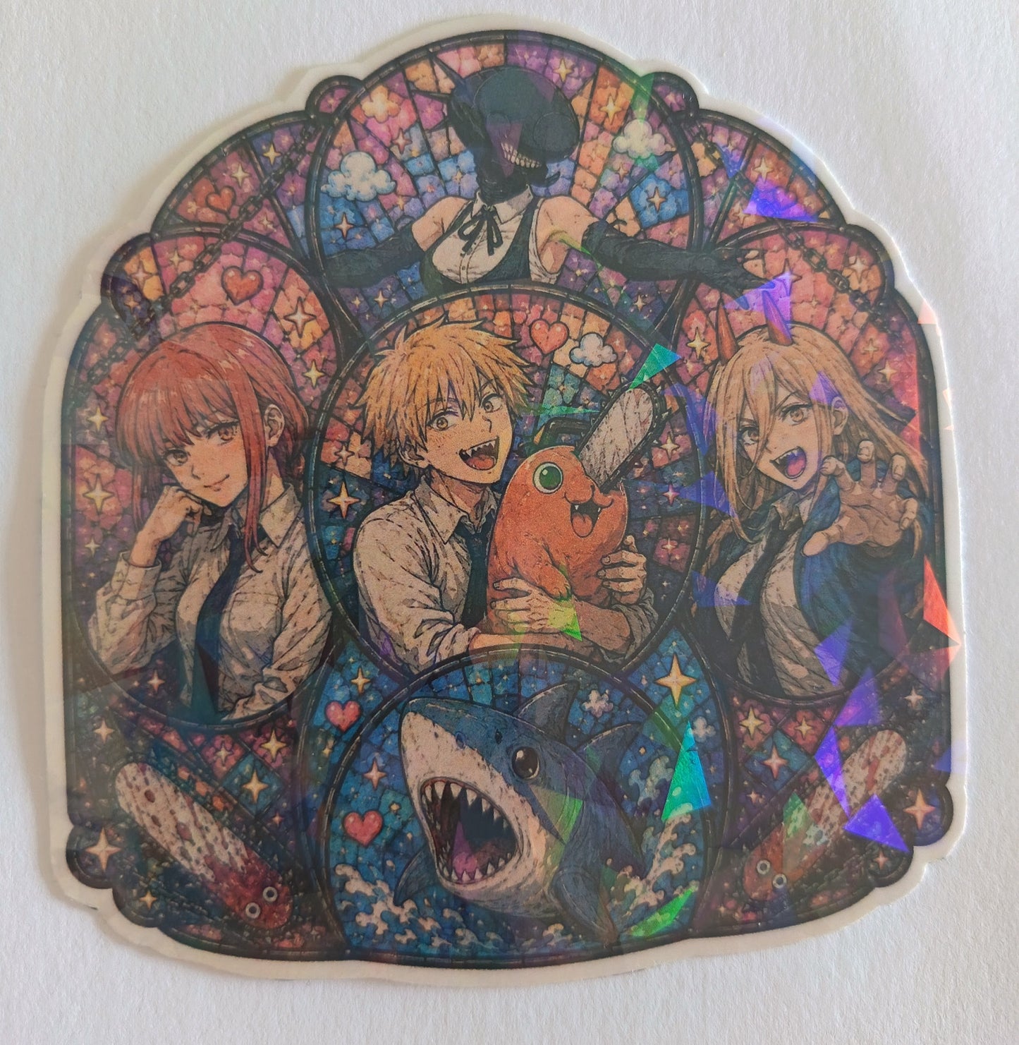 Sticker cute holográfico para journals, portátil y botella

