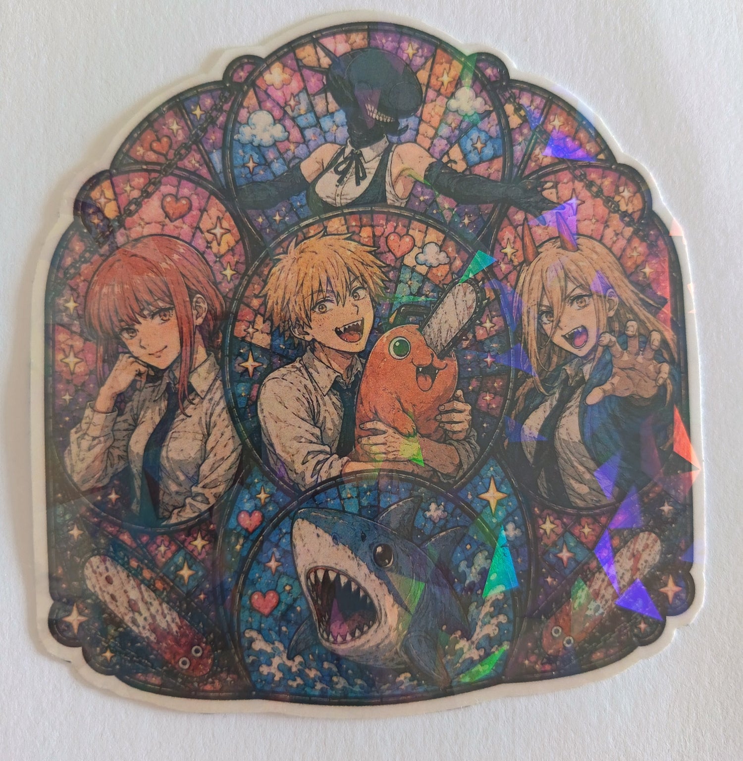 Sticker cute holográfico para journals, portátil y botella
