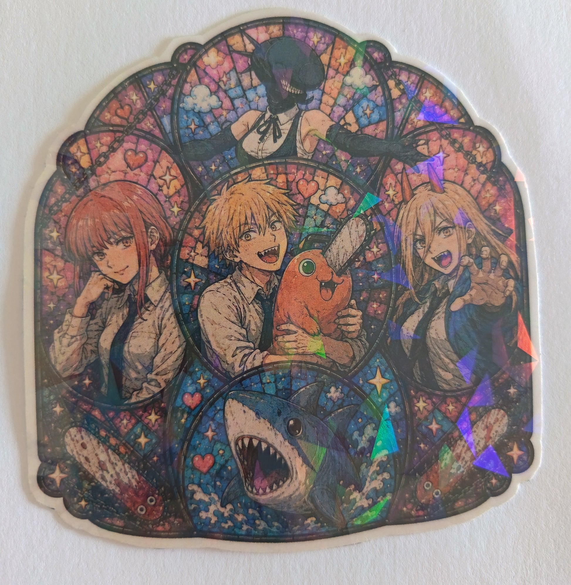 Sticker cute holográfico para journals, portátil y botella
