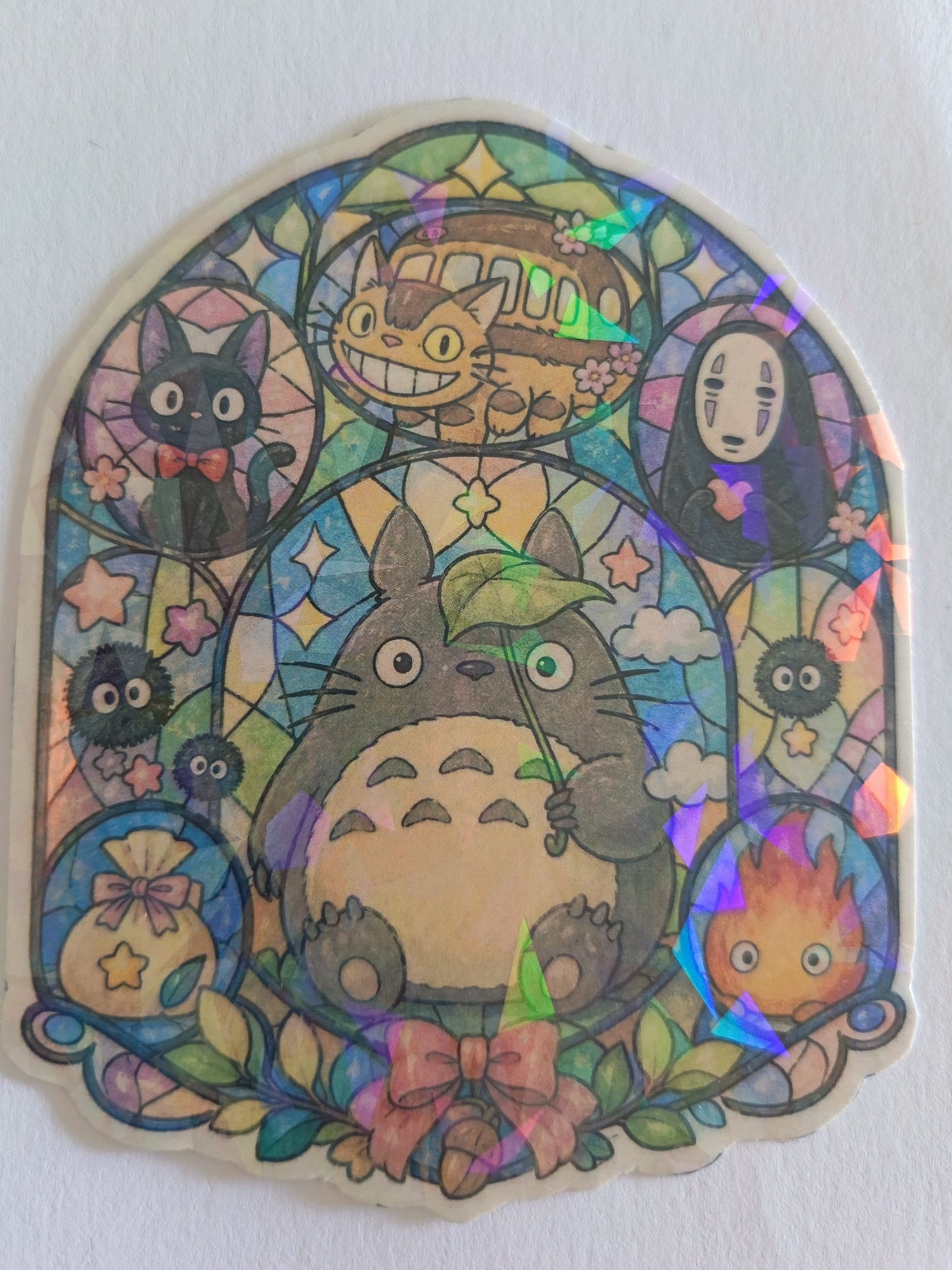 Pegatina holográfica anime cozy handmade inspirada en Studio Ghibli