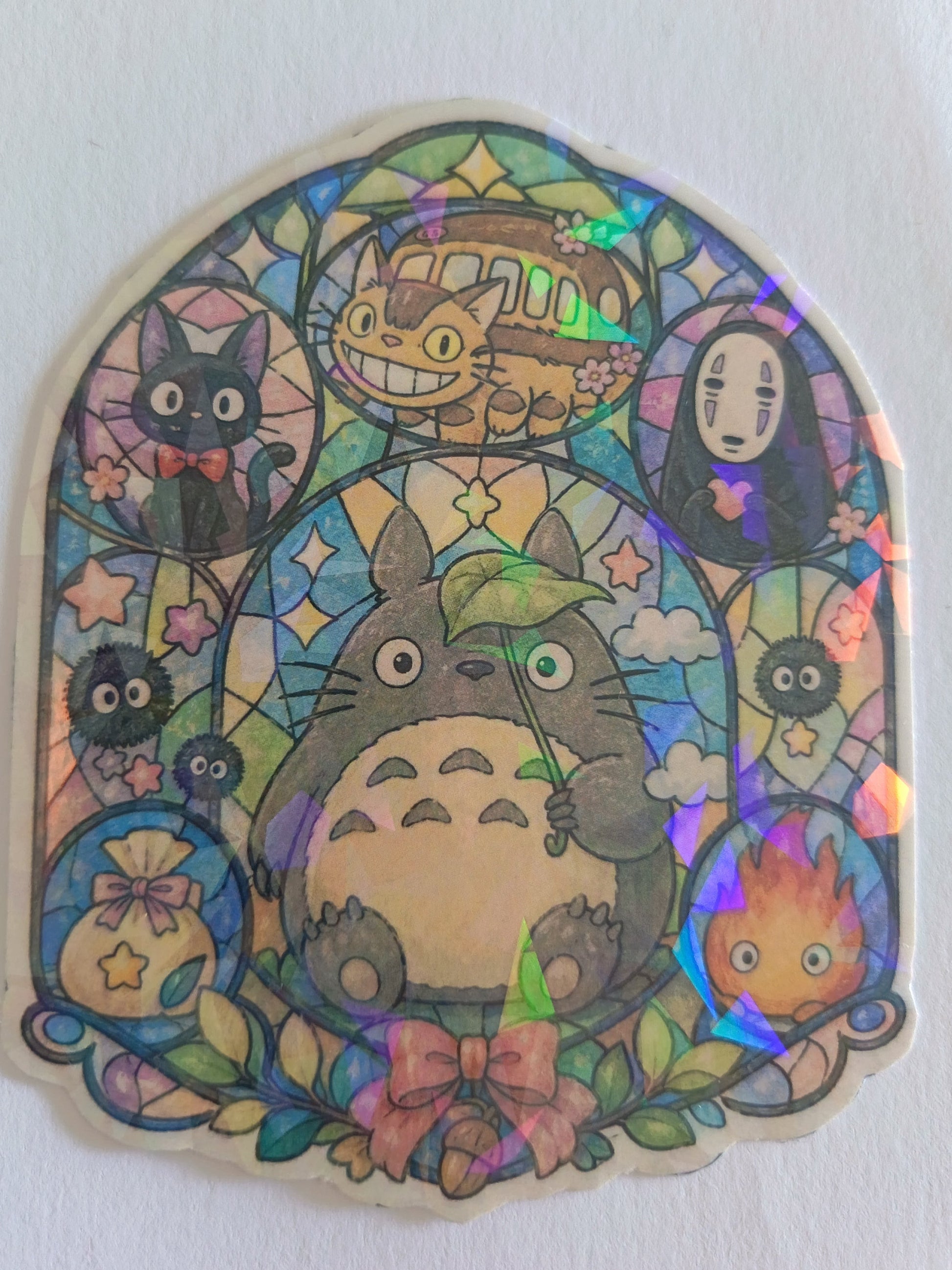 Pegatina holográfica anime cozy handmade inspirada en Studio Ghibli