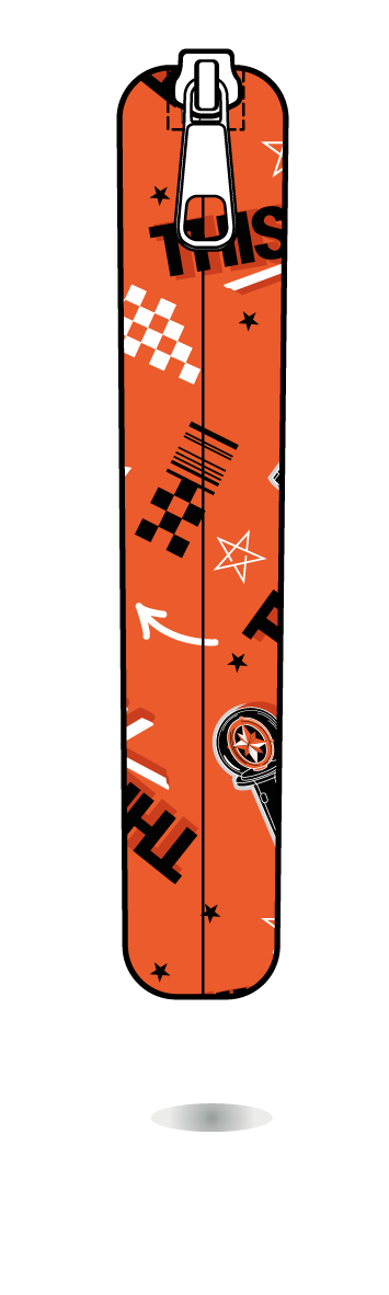 Funda para Kobo This & That naranja de Stray Kids, vista lateral, con motivos gráficos This & That sobre fondo naranja