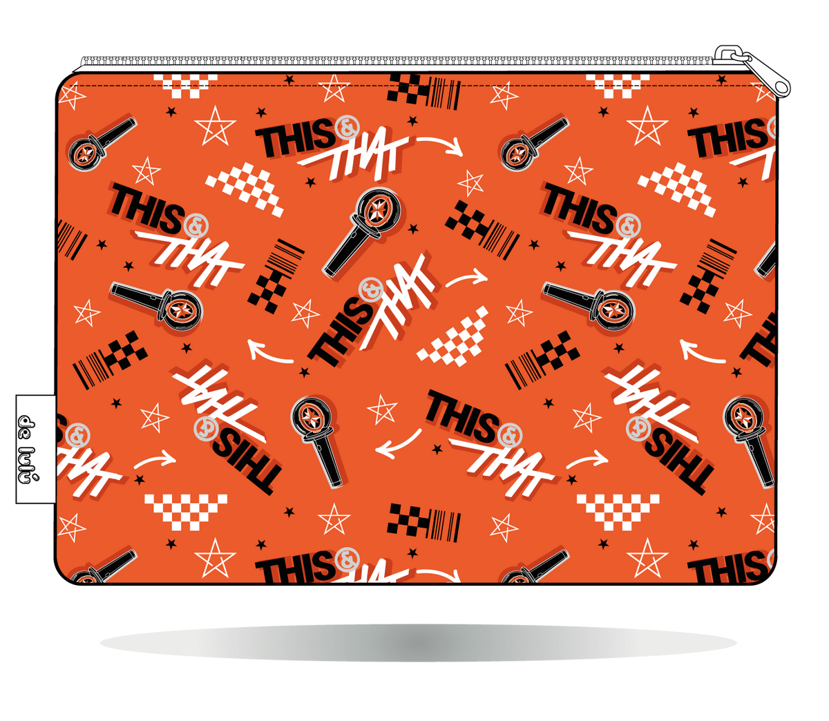 Funda para Kindle This & That naranja de Stray Kids, vista trasera, con motivos gráficos This & That sobre fondo naranja