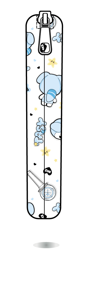 Funda para Kobo TASY chibi blanca de Stray Kids, vista lateral, con personajes TASY azules sobre fondo blanco