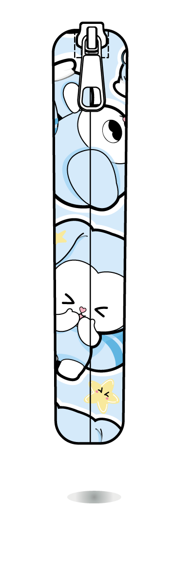 Funda para Kobo TASY chibi grandes azul de Stray Kids, vista lateral, con personajes TASY grandes en tonos azules