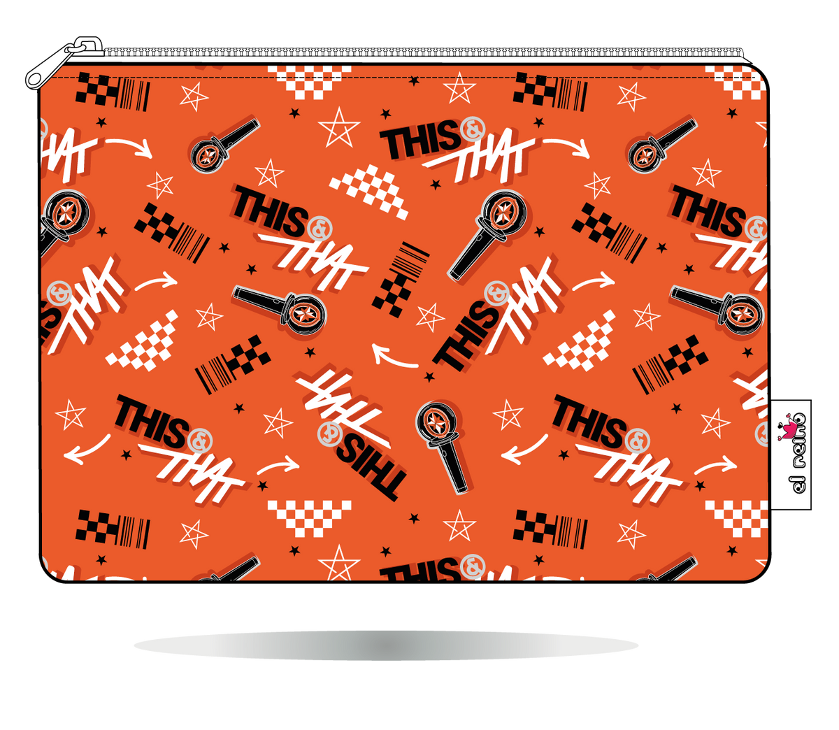 Funda para Kobo This & That naranja de Stray Kids, vista frontal, con motivos gráficos This & That sobre fondo naranja