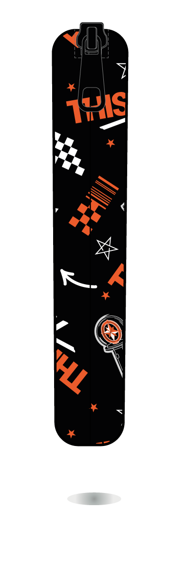 Funda para Kobo This & That negra de Stray Kids, vista lateral, con motivos gráficos This & That en negro, blanco y naranja