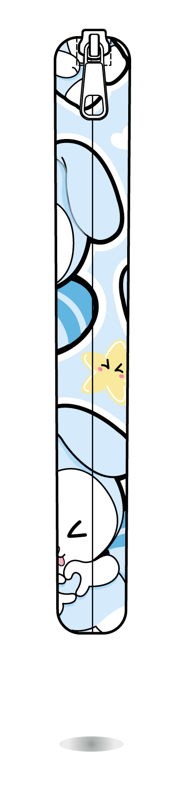 Funda para manga TASY chibi grandes azul de Stray Kids, vista lateral, con personajes TASY grandes en tonos azules