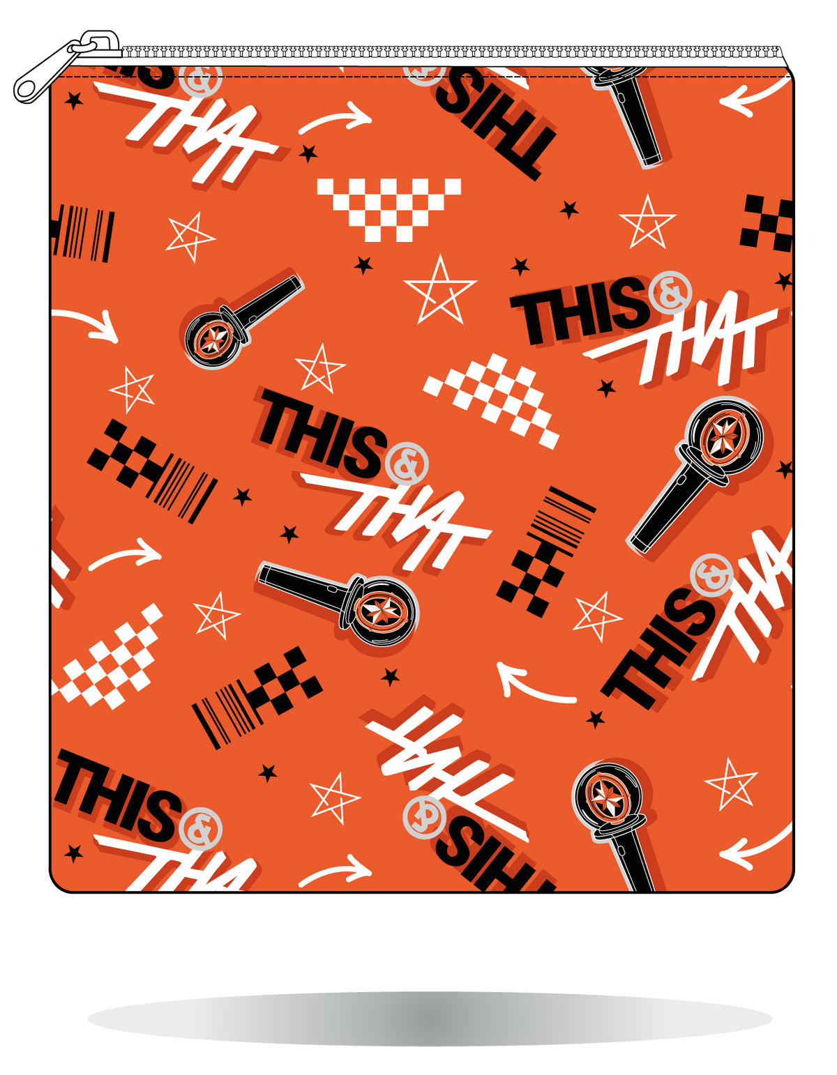 Funda para manga This & That naranja de Stray Kids, vista frontal, con motivos gráficos This & That sobre fondo naranja