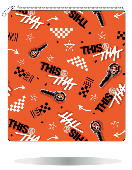 Funda para manga This & That naranja de Stray Kids, vista frontal, con motivos gráficos This & That sobre fondo naranja