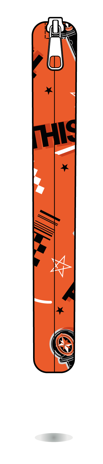 Funda para manga This & That naranja de Stray Kids, vista lateral, con motivos gráficos This & That sobre fondo naranja