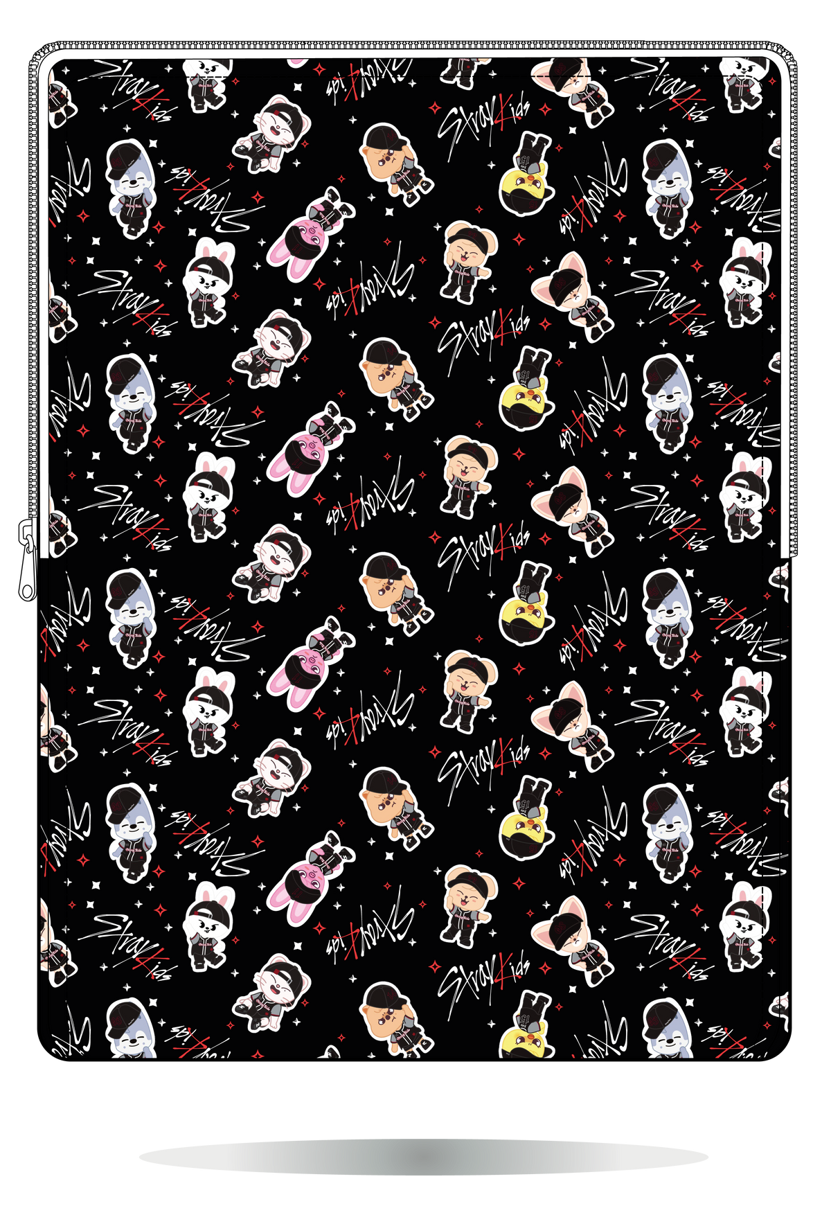 Funda para portátil SKZOO Béisbol de Stray Kids negra, vista frontal