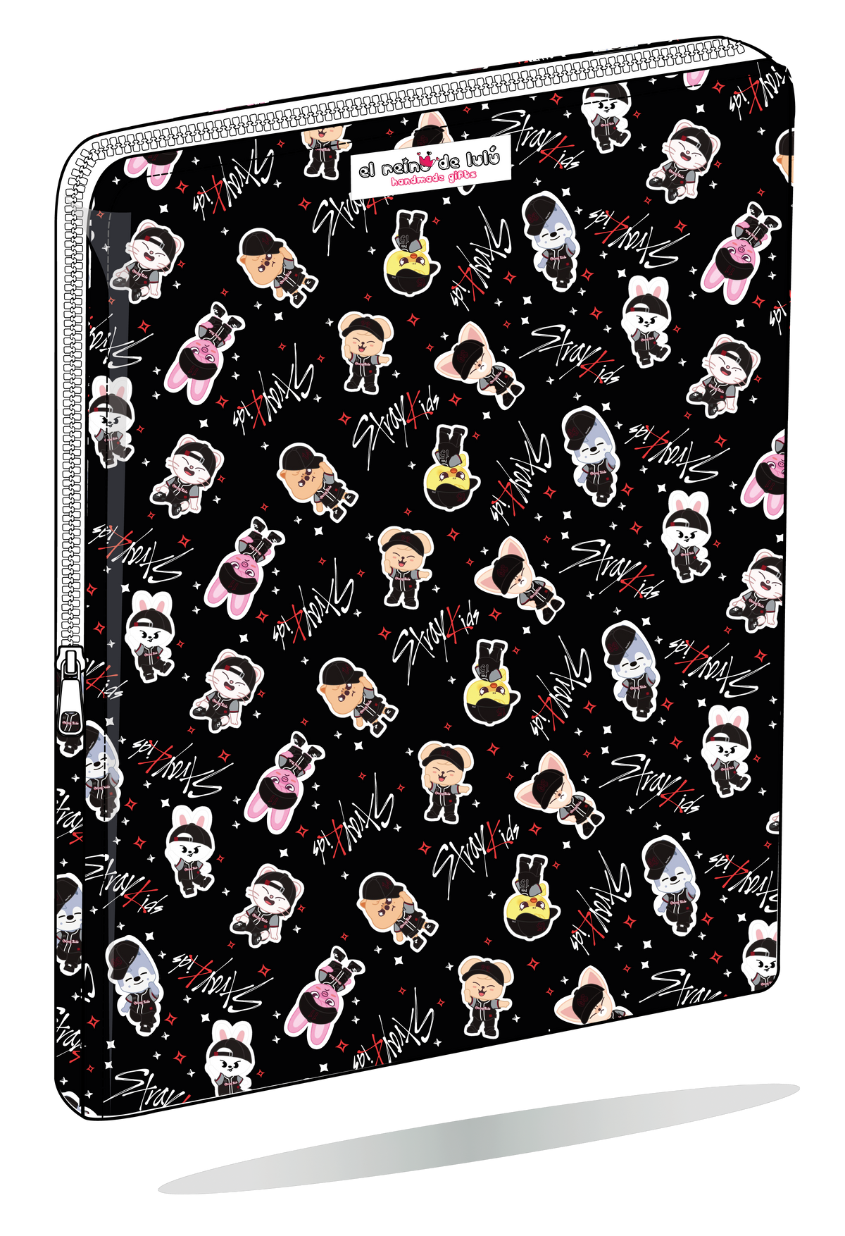 Funda para portátil SKZOO Béisbol de Stray Kids negra, vista semilateral