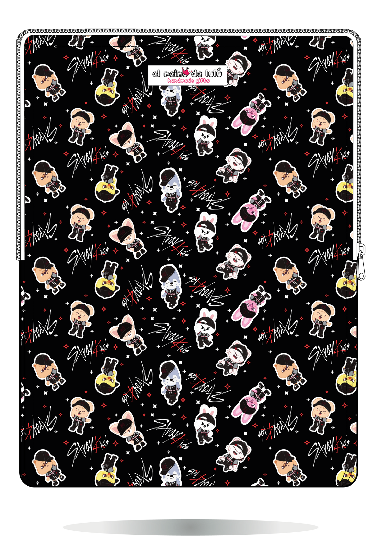 Funda para portátil SKZOO Béisbol de Stray Kids negra, vista trasera