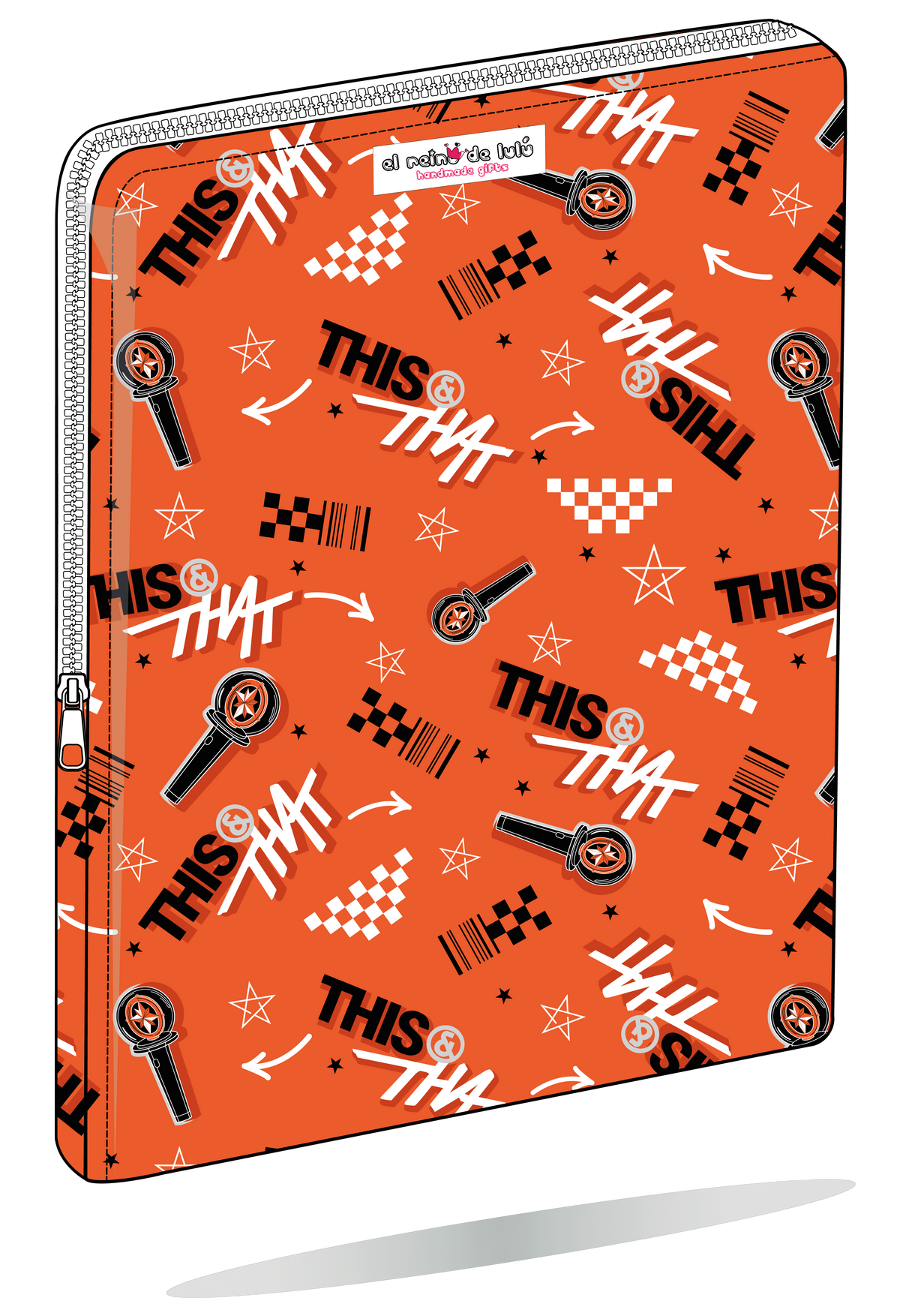 Funda para portátil Stray Kids THIS & THAT naranja, vista semilateral