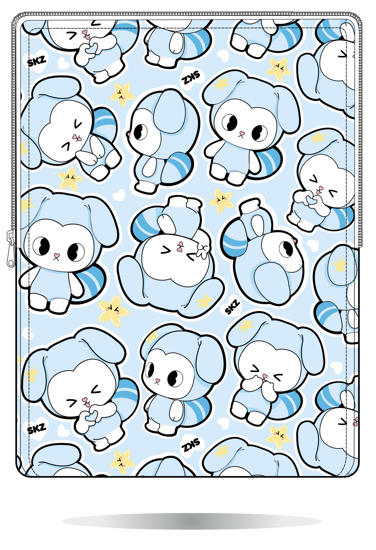 Funda para portátil TASY Chibi Kawaii azul pastel, vista frontal