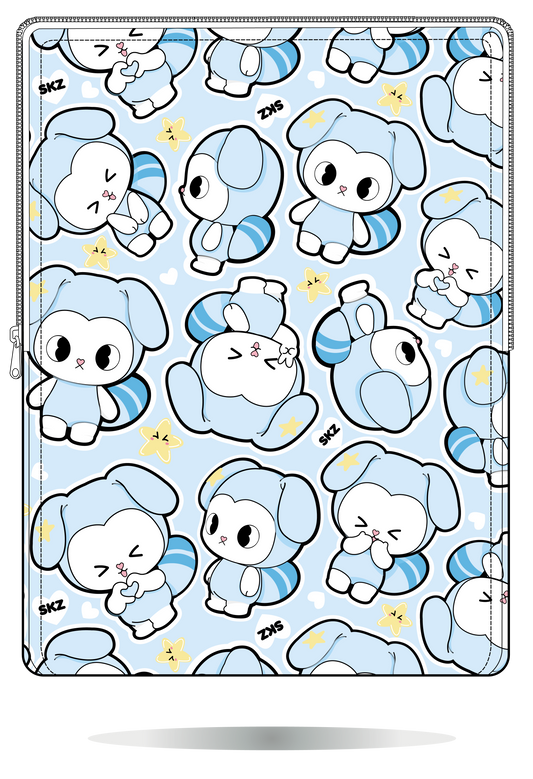 Funda para portátil TASY Chibi Kawaii azul pastel, vista frontal