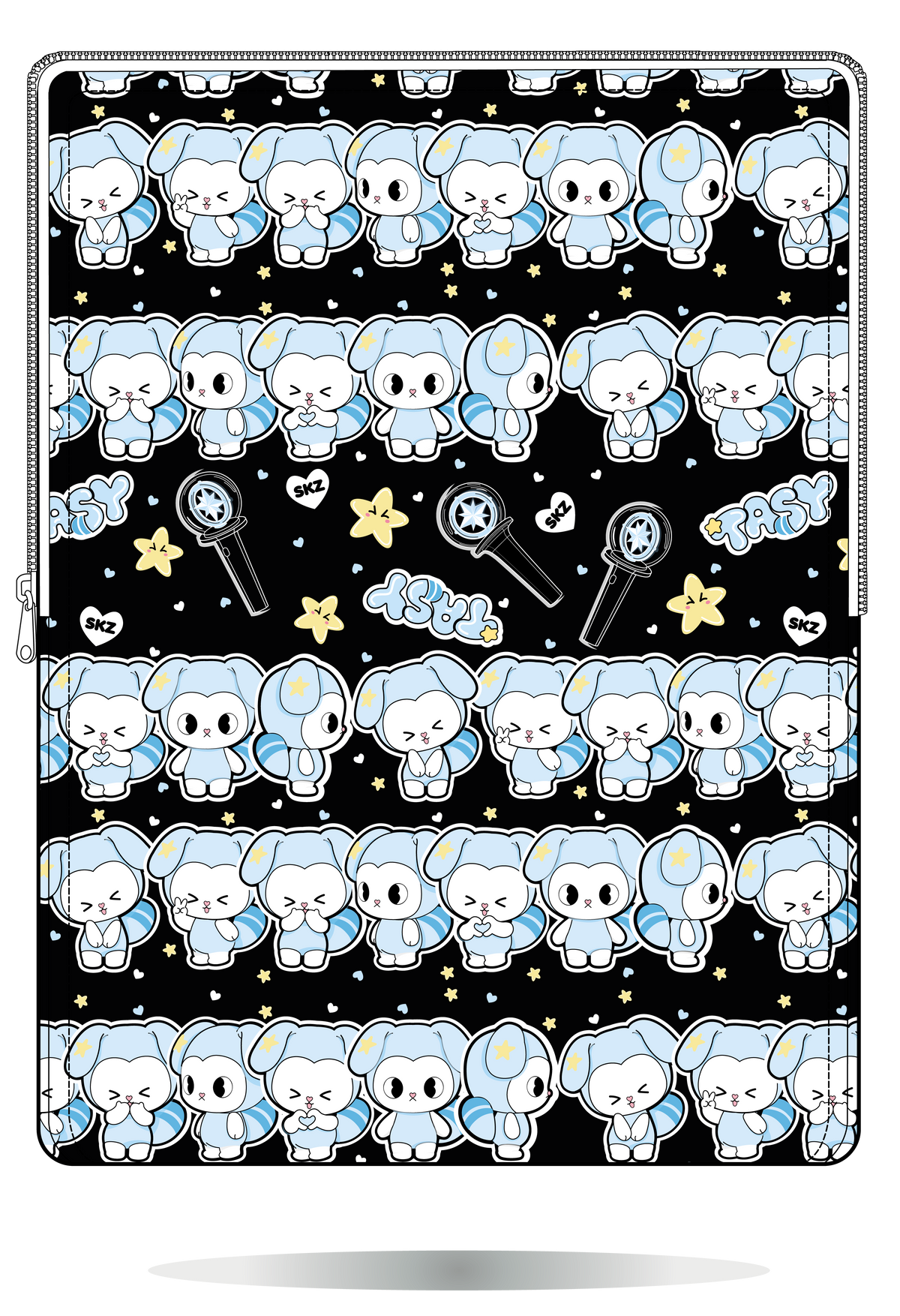 Funda para portátil TASY Chibi de Stray Kids negra, vista frontal