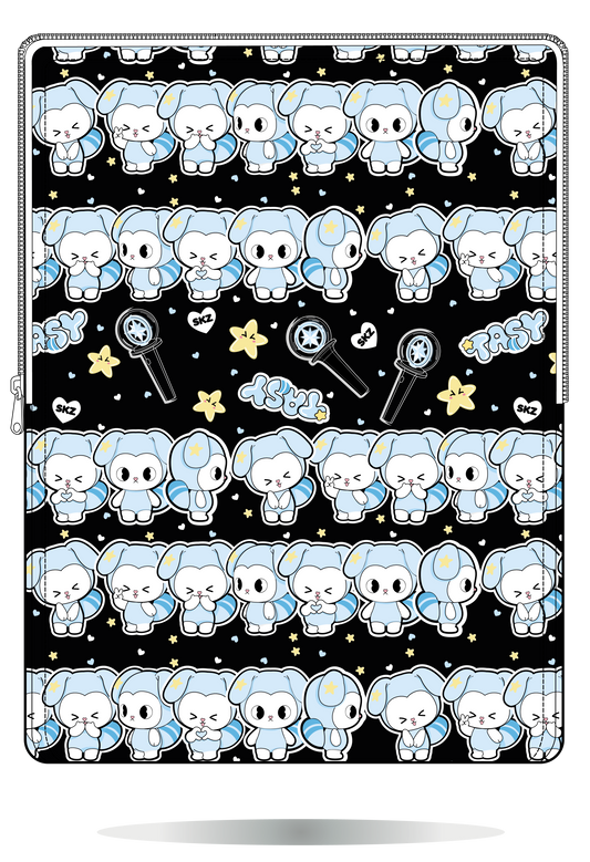 Funda para portátil TASY Chibi de Stray Kids negra, vista frontal