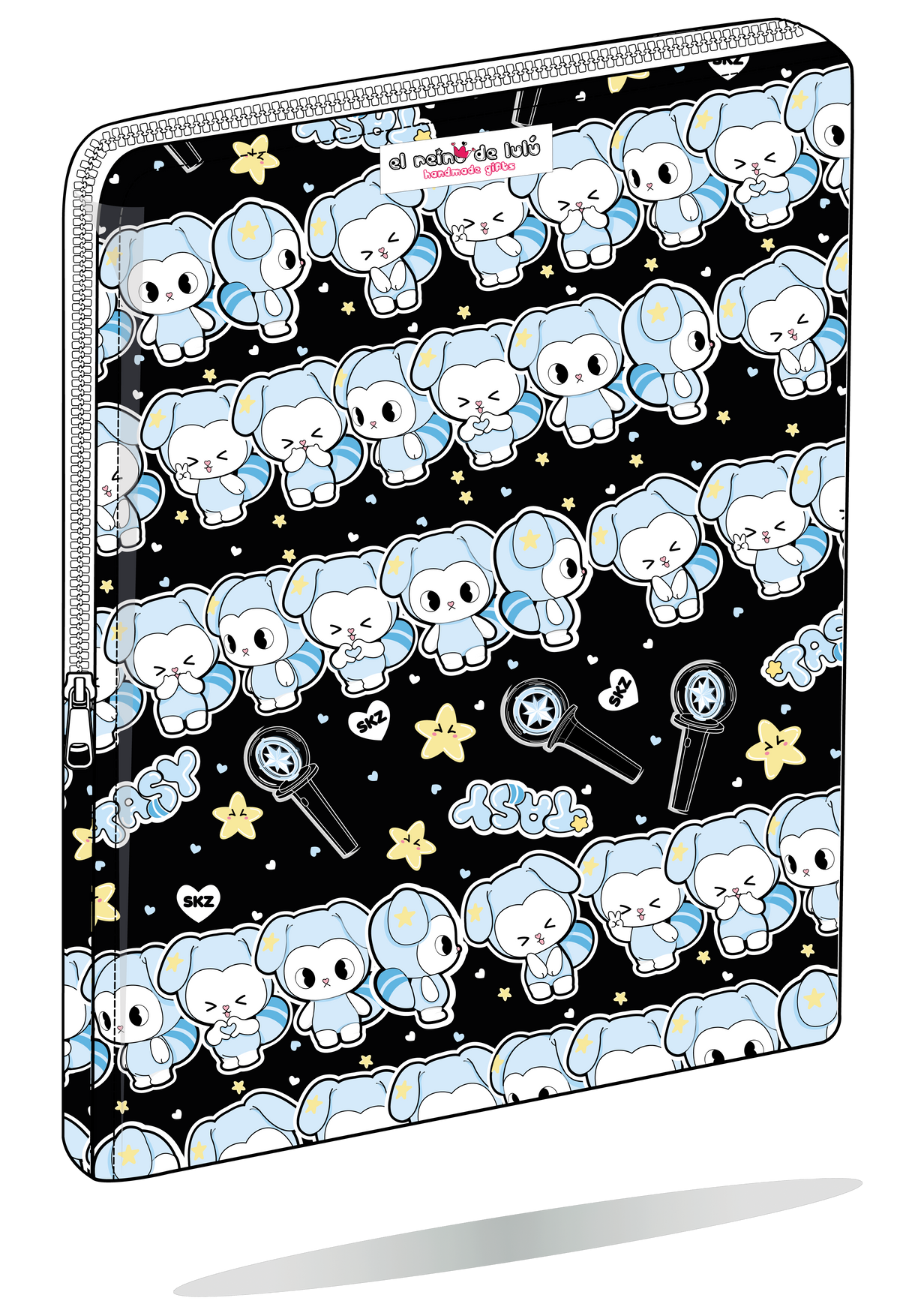 Funda para portátil TASY Chibi de Stray Kids negra, vista semilateral