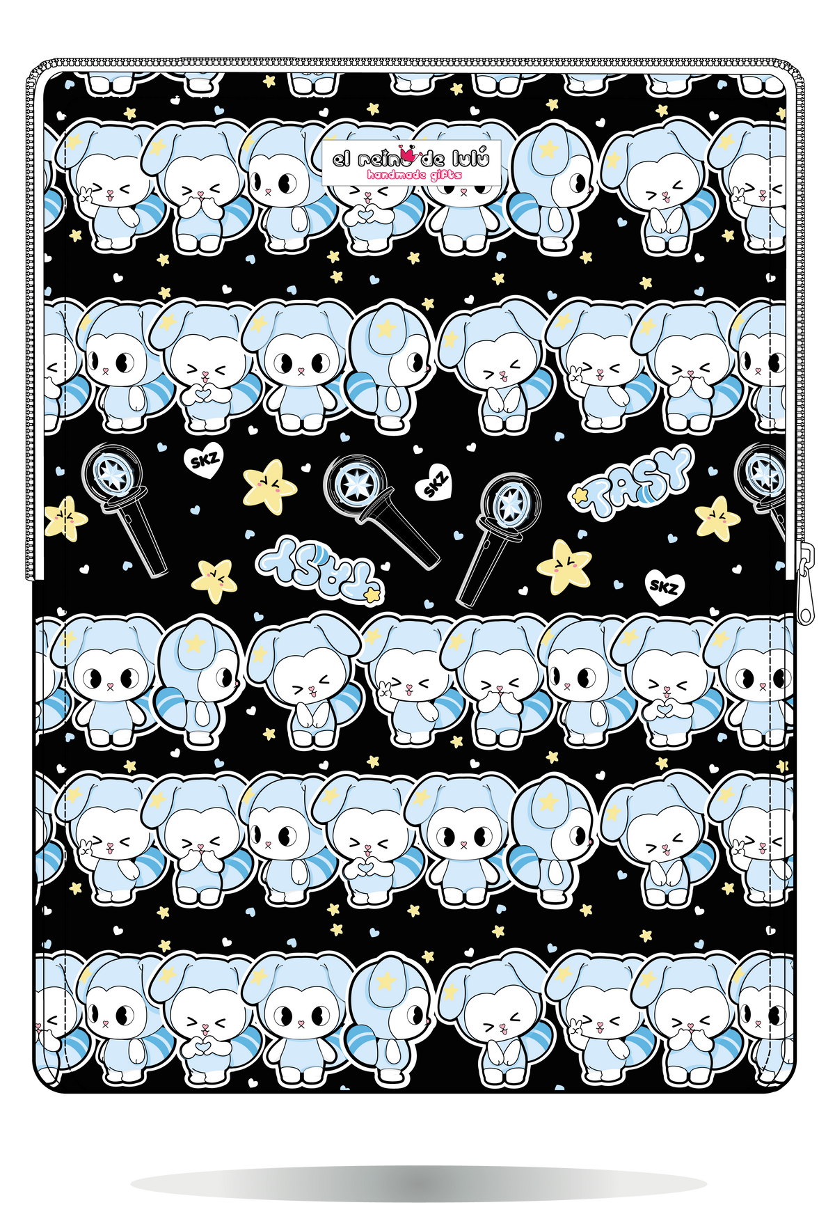 Funda para portátil TASY Chibi de Stray Kids negra, vista trasera