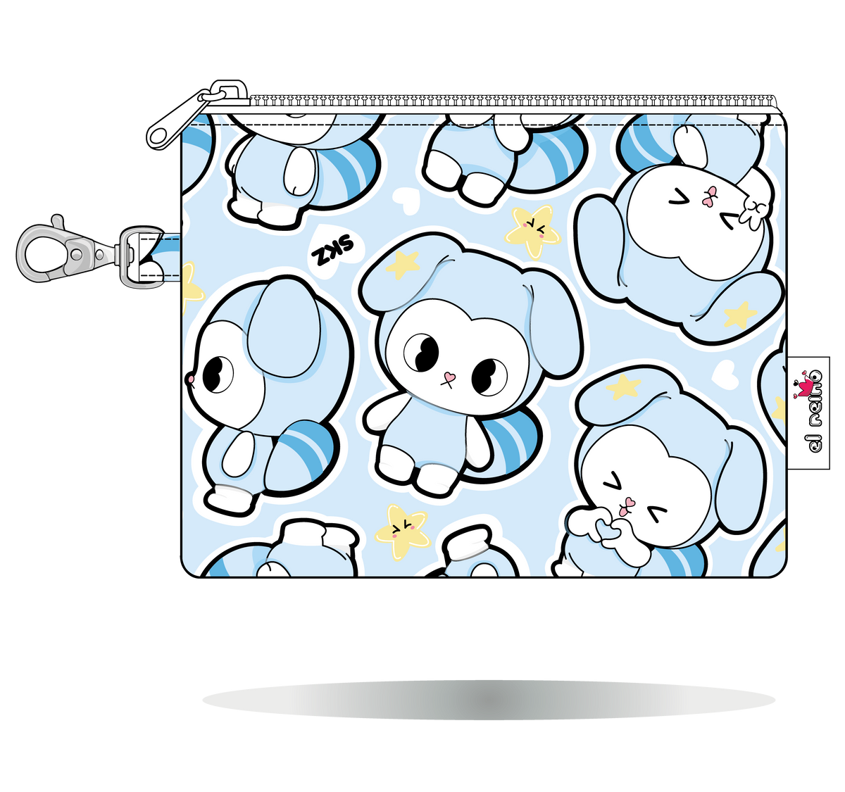 Monedero TASY Chibi Kawaii azul, tamaño Maxi, vista frontal