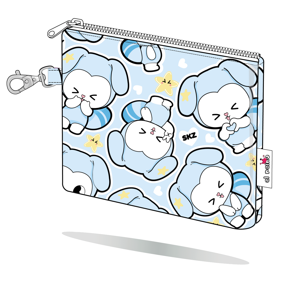 Monedero TASY Chibi Kawaii azul, tamaño Maxi, vista semilateral