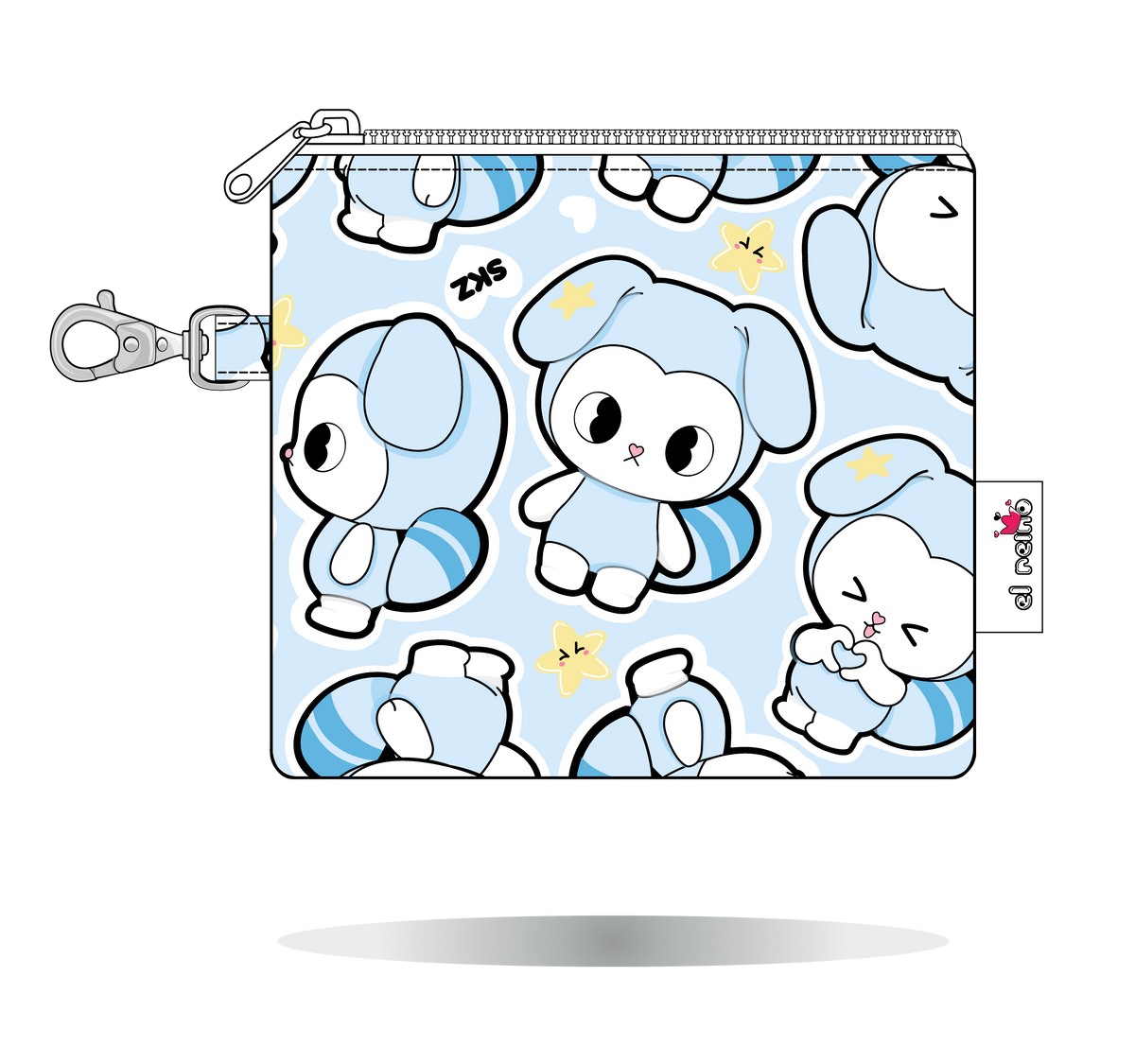 Monedero TASY Chibi Kawaii azul, tamaño Mini, vista frontal