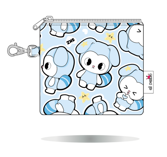 Monedero TASY Chibi Kawaii azul, tamaño Mini, vista frontal