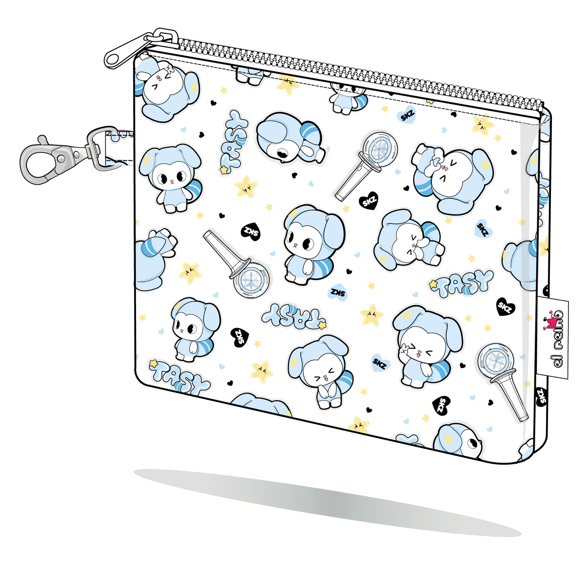 Monedero TASY de Stray Kids negro, tamaño Maxi, vista semilateral