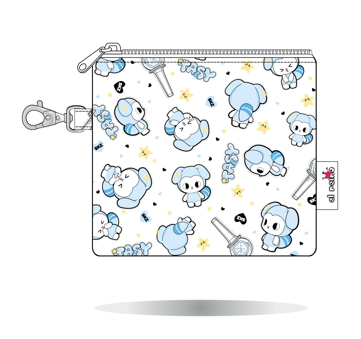 Monedero TASY de Stray Kids blanco, tamaño Mini, vista frontal