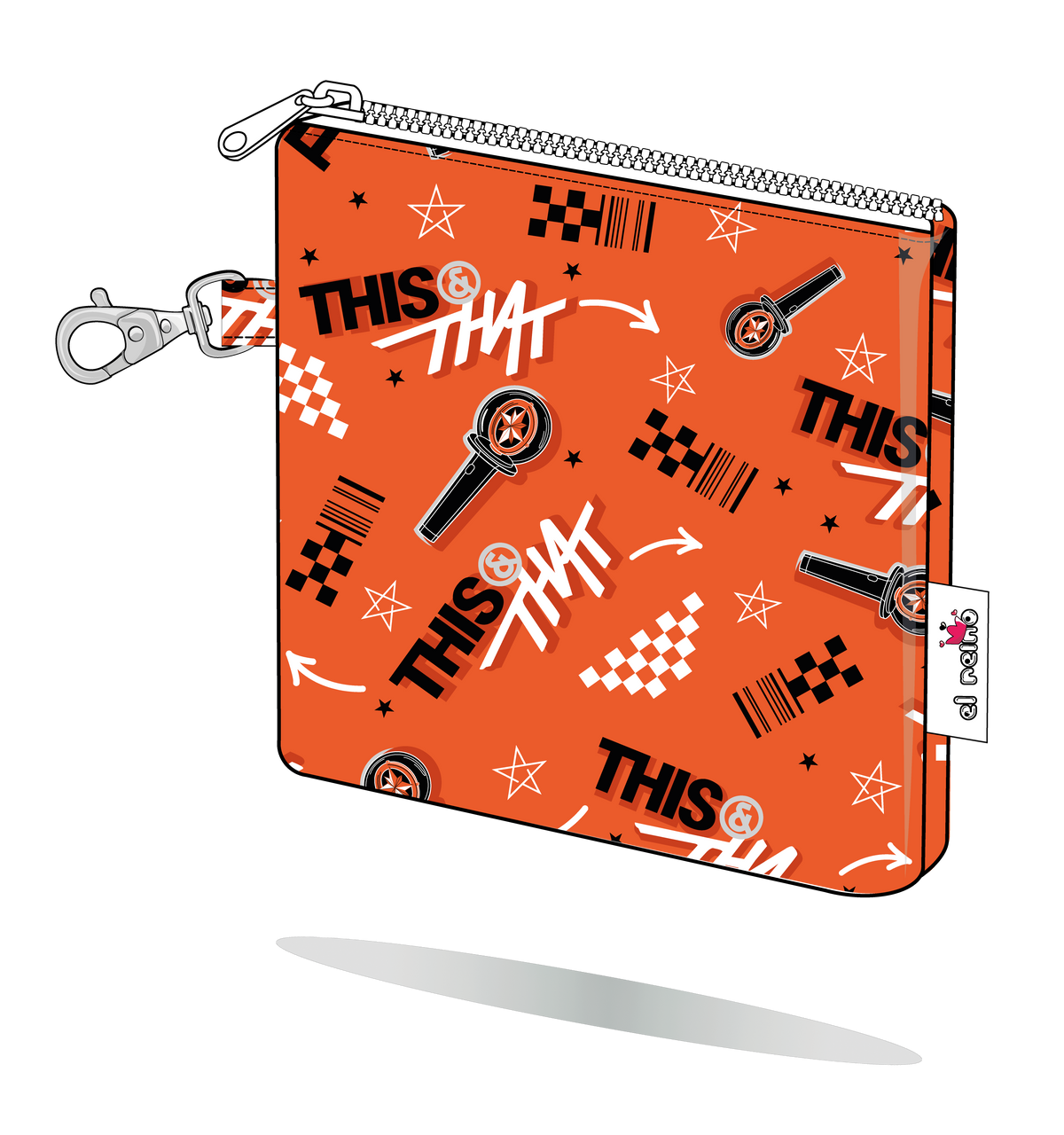 Monedero This & That de Stray Kids naranja, tamaño Mini, vista semilateral
