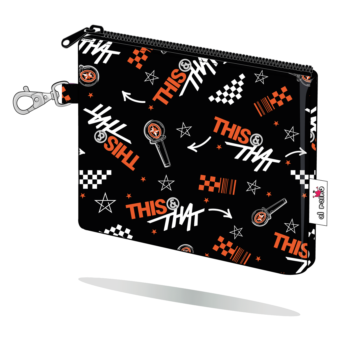 Monedero This & That de Stray Kids naranja, tamaño Maxi, vista semilateral