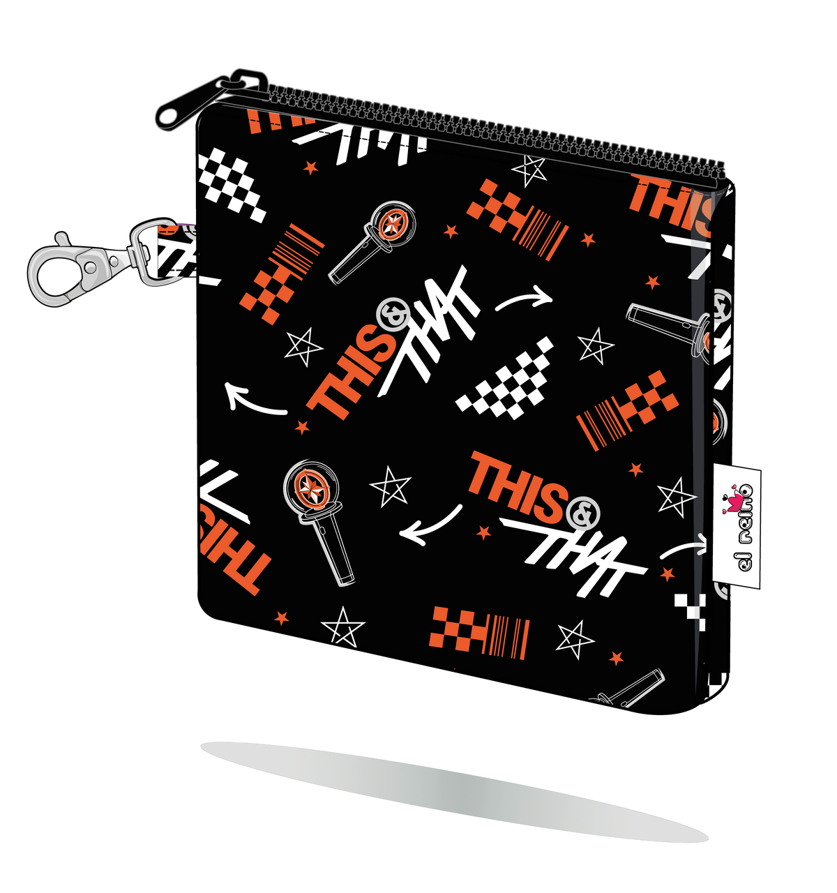 Monedero This & That de Stray Kids naranja, tamaño Mini, vista semilateral