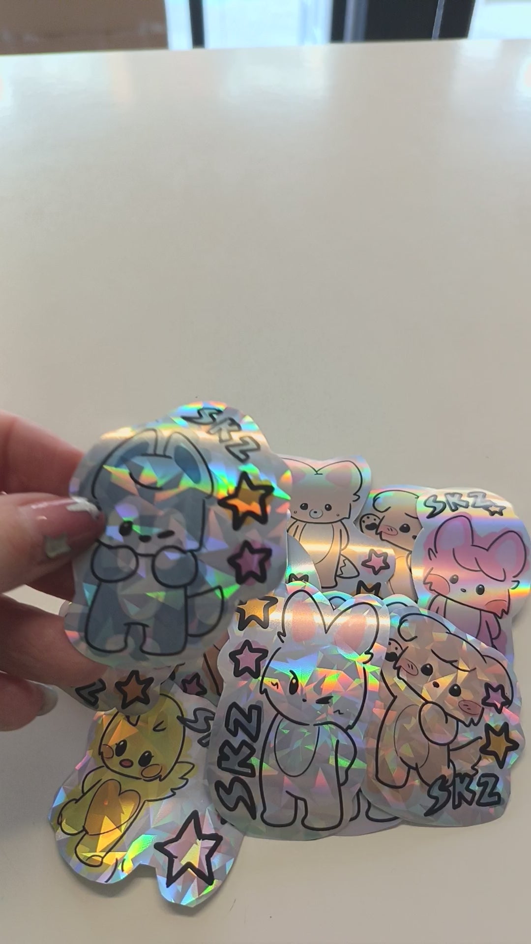 Pack completo de stickers holográficos Skzoo de Stray Kids con efecto rainbow y diamond, colección K-pop con todos los personajes para fans