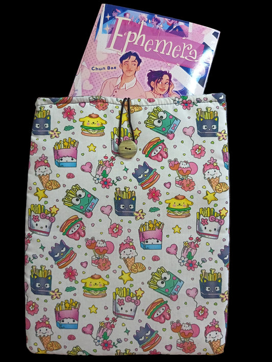 Funda para Libro Handmade Kawaii Food Sanrio | Protector de Libros Acolchado