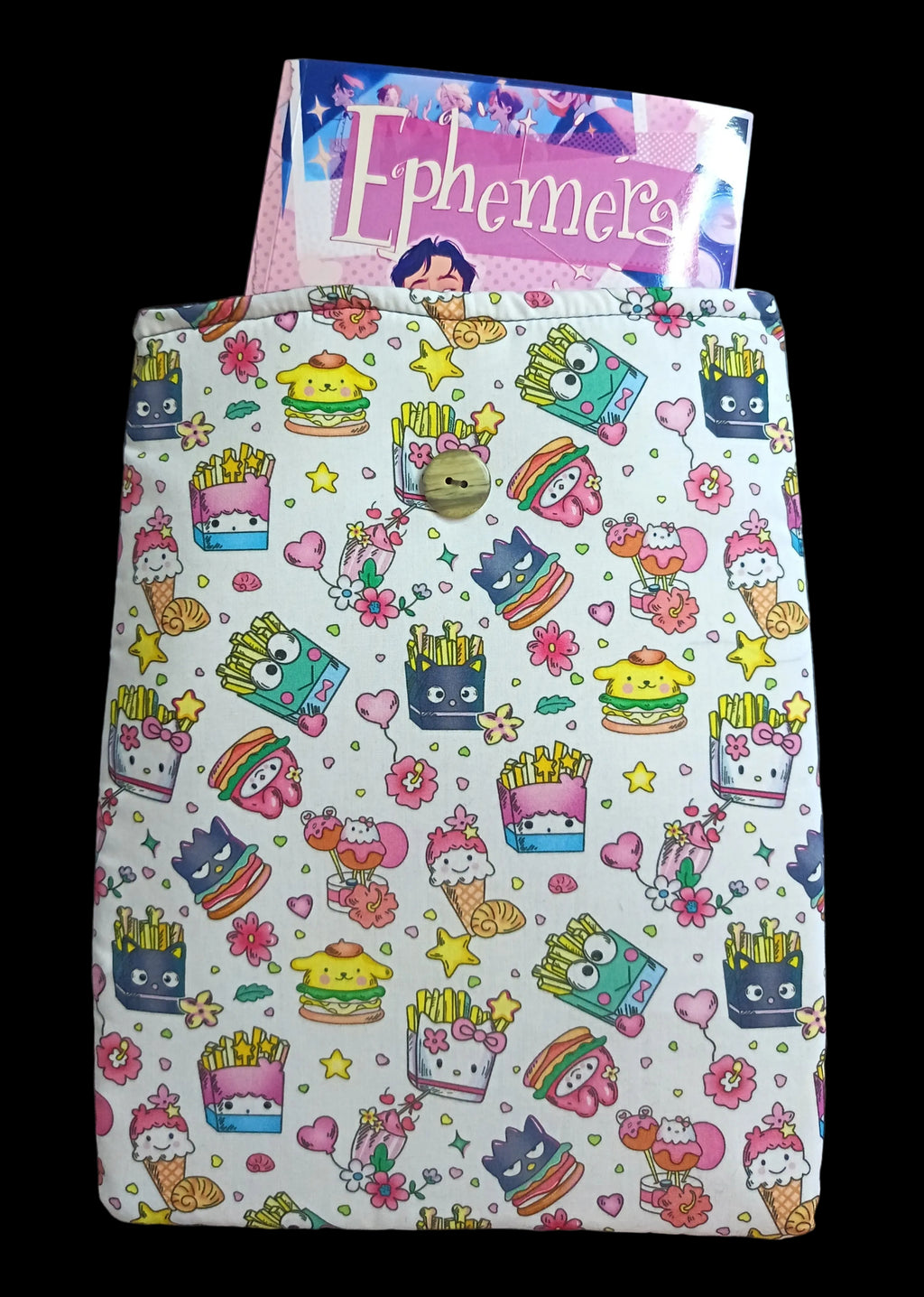 Funda para Libro Handmade Kawaii Food Sanrio | Protector de Libros Acolchado